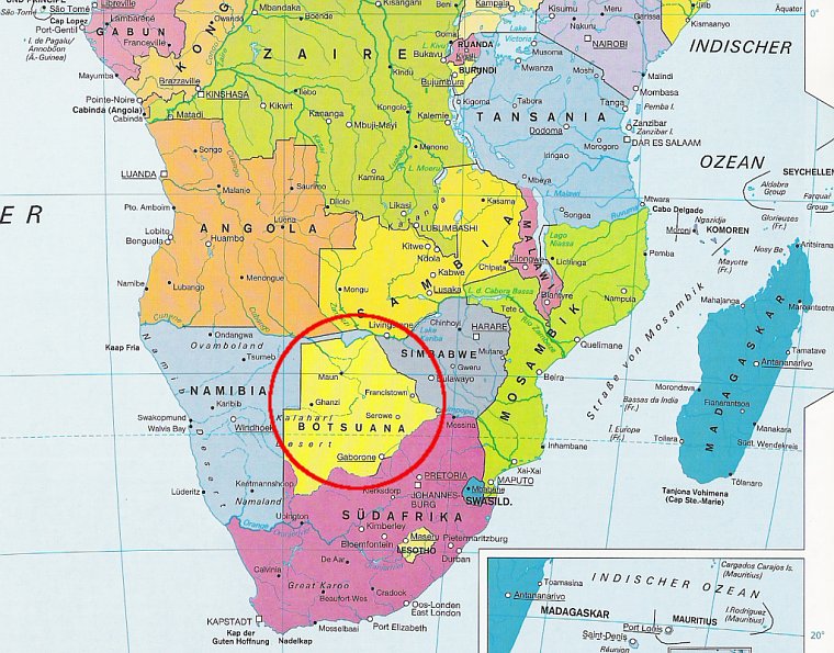 Karte - südliches Afrika
