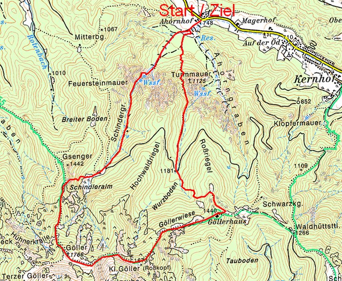 Karte über die Routenführung