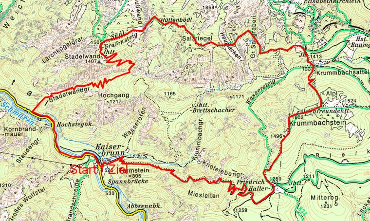 Route auf den Krummbachstein