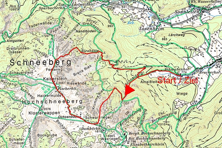 Route Schneeberg über Novembergrat