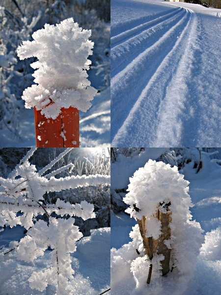 Collage aus Schneebildern