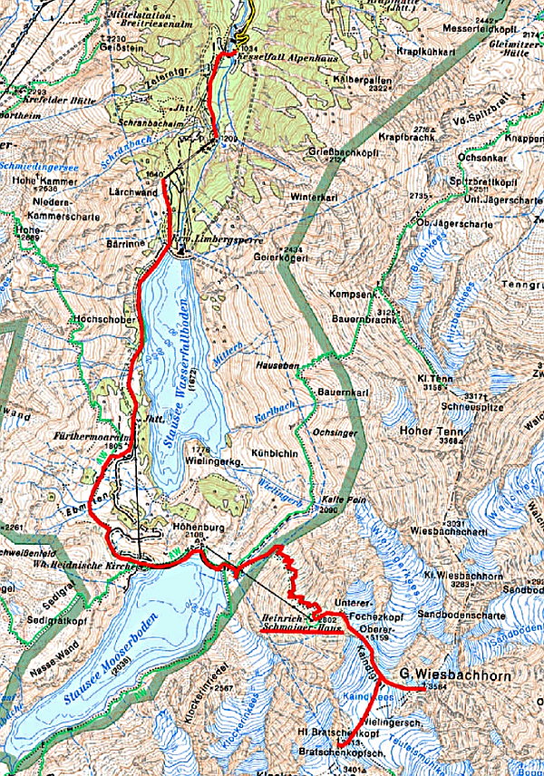 Route zum Großen Wiesbachhorn
