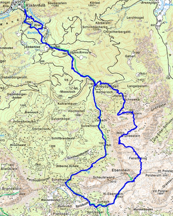 Route auf Griesstein und Ebenstein