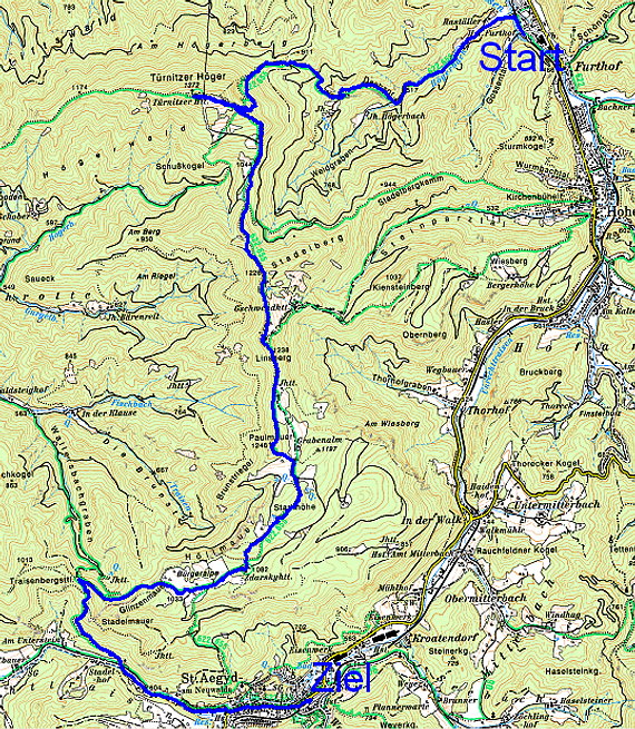 Route auf den Türnitzer Höger und zur Paulmauer