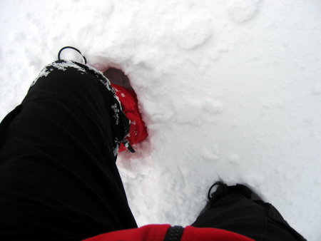 Bis zum Knie im Schnee