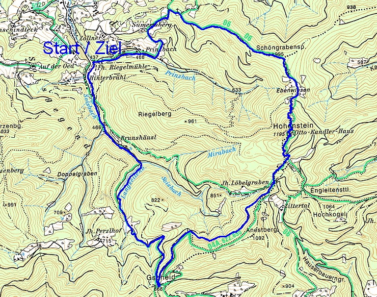 Route auf den Hohenstein