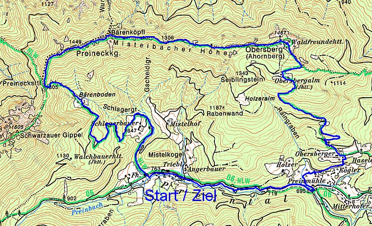 Route auf den Obersberg
