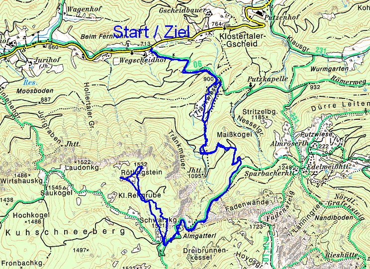 Route auf den Kuhschneeberg